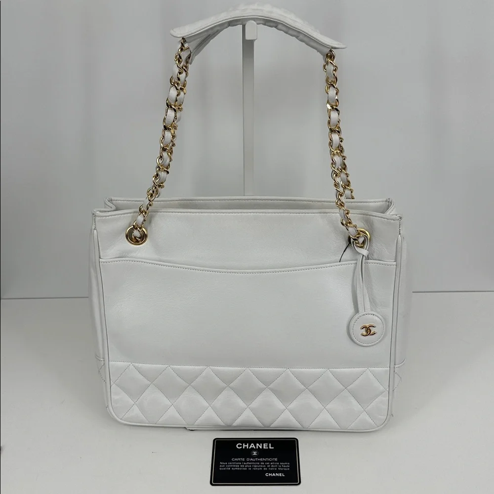 Authenticated CHANEL Quilted Shoulder Bag- White - Picture 11 of 16